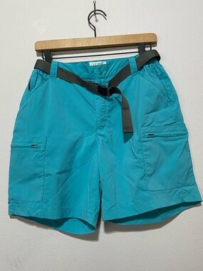 L.L.Bean Women's Nylon Hiking Shorts Aqua Lightweight Belted Outdoor Small